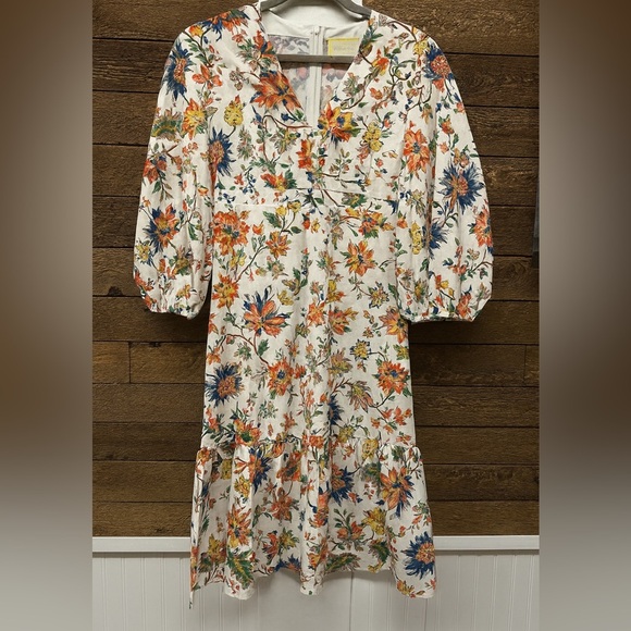 ERDEM White Floral Print Blouson Sleeve Dress – Size US 10 (UK 14) 🌸✨ - Picture 8 of 11